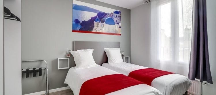 chambre double - 2 lits simples © Hôtel Paris Clichy